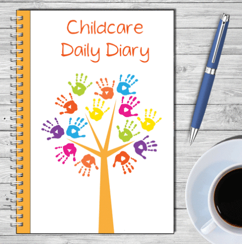 Childcare Diary – Tree Hands Design With Purple Pages