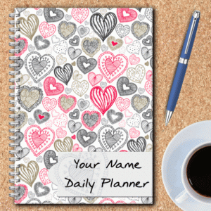 Personalised Daily Planner – Hearts Design