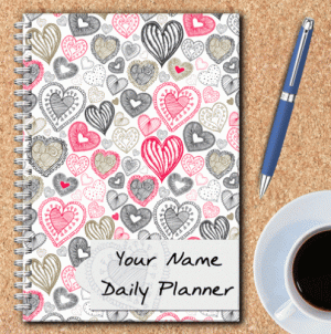 Personalised Daily Planner – Hearts Design