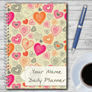 Personalised Daily Planner – Pink Heart Design