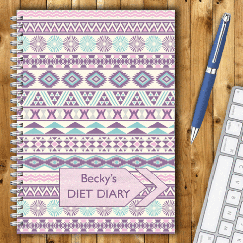 Personalised Diet Diary -Purple Pattern Design