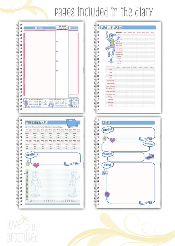 Personalised Diet Diary -Purple Pattern Design