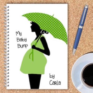 Personalised Pregnancy Diary – Green Umbrella Design