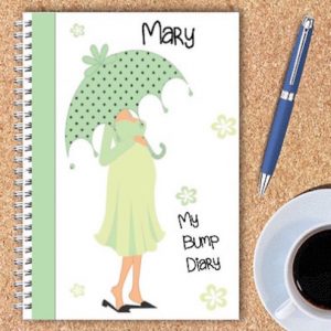 Personalised Pregnancy Diary – Light Green Umbrella Design