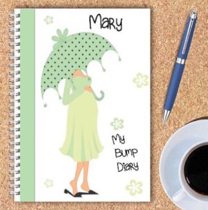 Personalised Pregnancy Diary – Light Green Umbrella Design