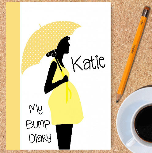 Personalised Pregnancy Diary – Yellow Umbrella Design