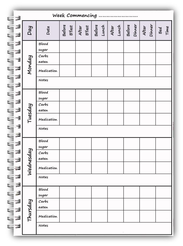 A5 Diabetic Log Book Diary – 01