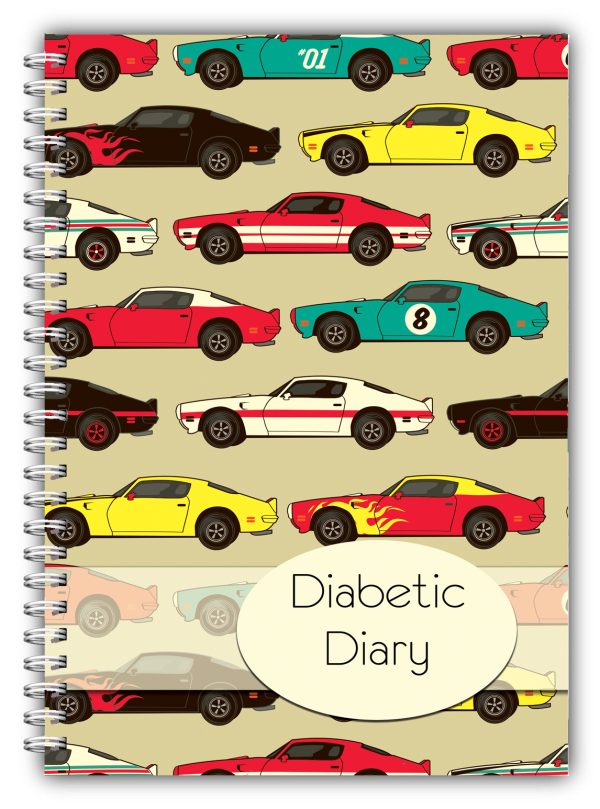 A5 Diabetic Log Book Diary – Racing Cars