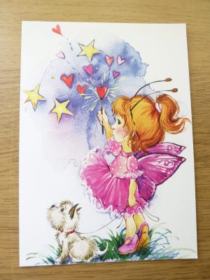 A6 Craft Cards -Girl Child Fairy Stars And Dog