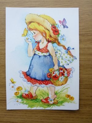 A6 Craft Cards -Girl Child With Flower Basket