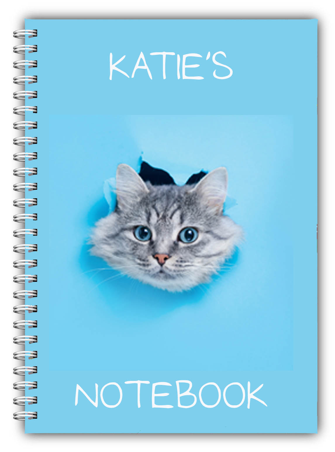 A5 Personalised Cute Cat Peaking Out Notebook 02 A5 Personalised Cute Cat Peaking Out Notebook 02