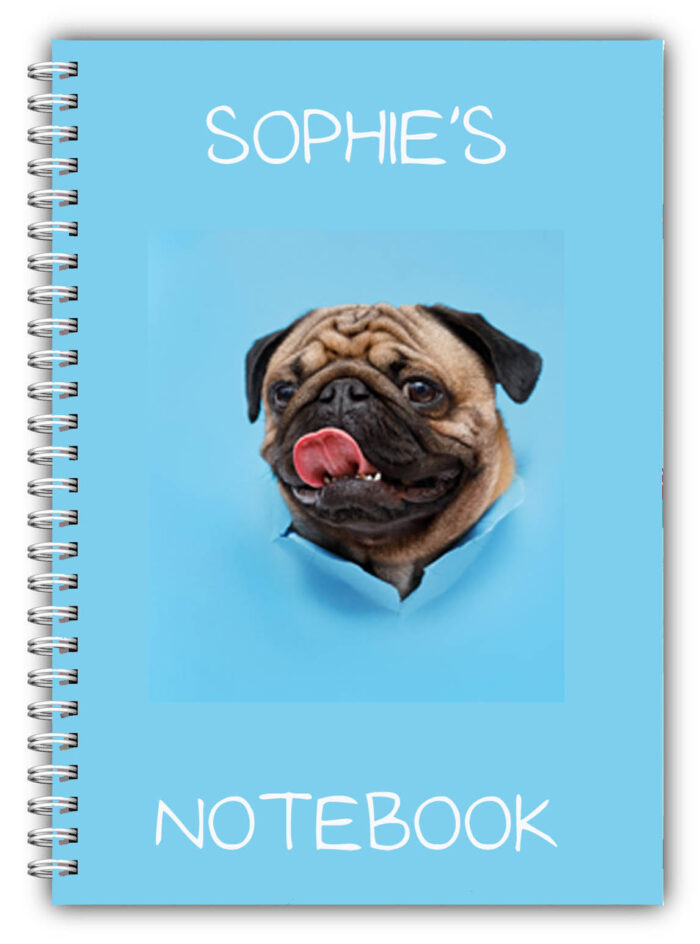 A5 Personalised Pug Dog Peaking Out Notebook 03 A5 Personalised Pug Dog Peaking Out Notebook 03
