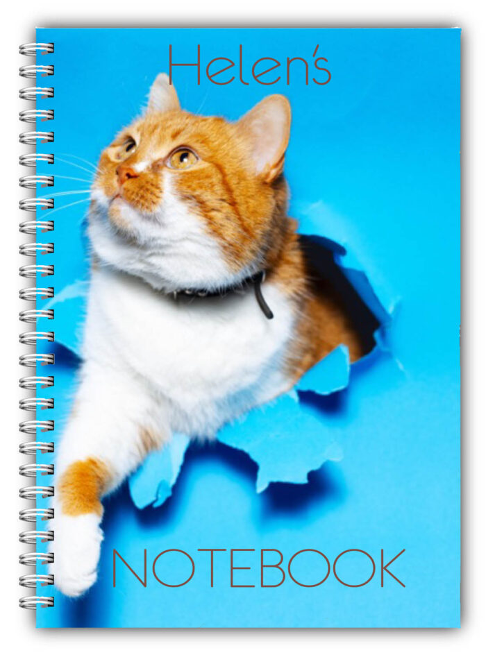 A5 Personalised Cute Cat Peaking Out Notebook 07 A5 Personalised Cute Cat Peaking Out Notebook 07