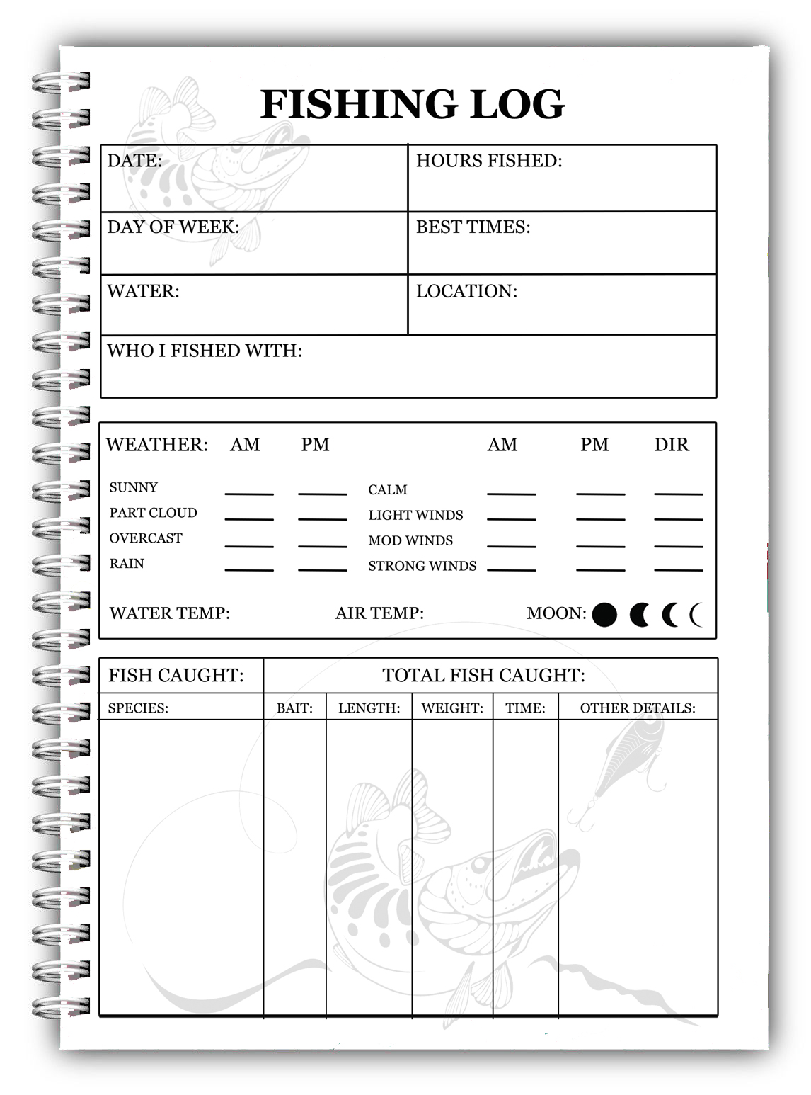 A5 Personalised Fishing Log Book Diary 01 A5 Personalised Fishing Log Book Diary 01 - Image 4